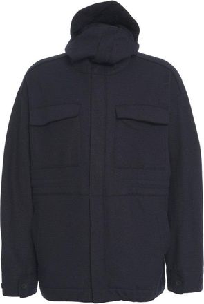 Transit Par-Such Hooded Jacket With Hidden Zipper And Textured Fabric