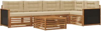 vidaXL Conjunto De Sof&aacute;s De Exterior 6 Uds. Natural Y Beige Poli&eacute;ster Vidaxl