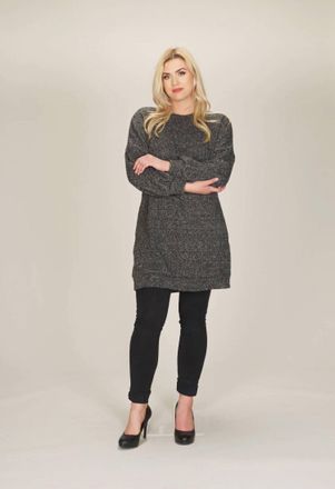 Papillon Heathered Sweater Knit Dress In Charcoal