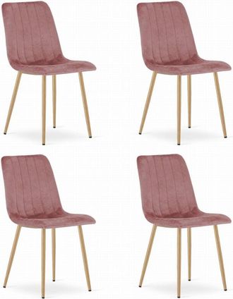 OEM Silla Lava - Terciopelo Rosa / Patas Color Madera X 4