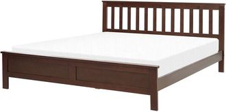 Beliani Cama De Madera Oscura 160 X 200 Cm Somier De Listones Estilo Tradicional Mayenne