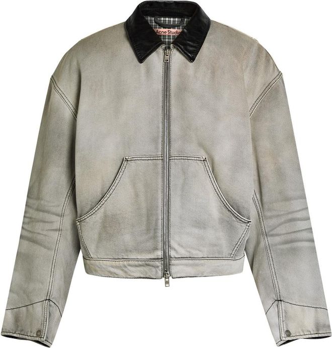 Leather-trim Cotton-twill Jacket - White And Black - 48 (IT48 / M)