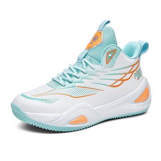 Generic Mens Basketball Shoes High Top Anti Slip Shock-Absorbing Running Fashionable Durable Training Boots Walking Shoes(White-Green,5.5 UK)