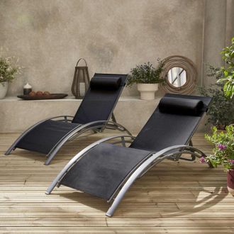 Sweeek Set 2 lettini prendisole in alluminio textilene multiposizione