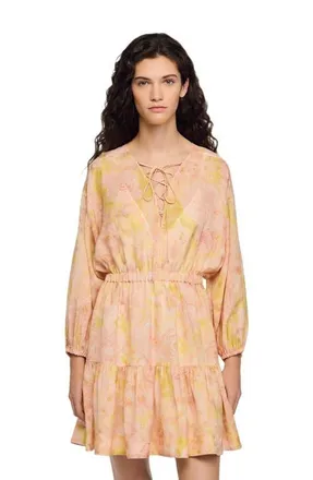 Sandro Flower print short dress in Pink /Green at Nordstrom, Size 42 Eu