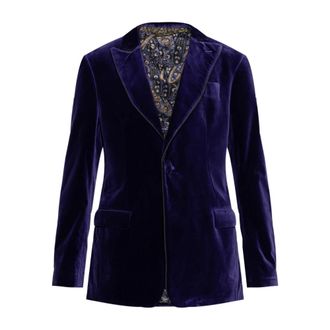 Etro Etro, Blazers, male, Purple, Size: XL Single-breasted Blazer with Contrasting Lining