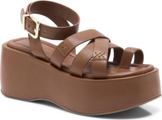 Free People Hazel Platform Sandal in Latte Leather at Nordstrom, Size 6.5