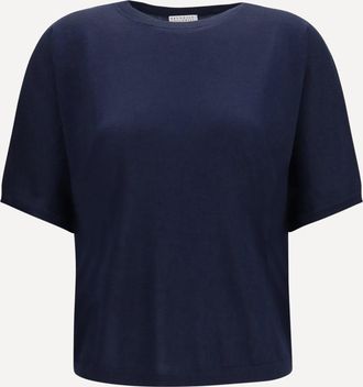 Brunello Cucinelli Maglione a maniche corte in cashmere e seta Woman M