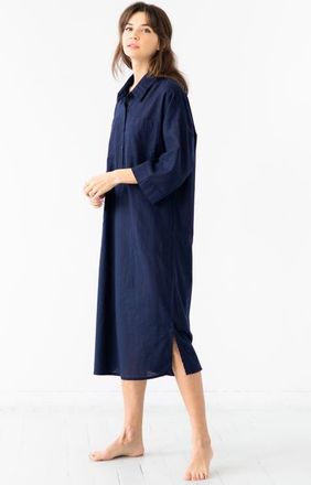 Salua Oversized Button Down Long Shirt in Navy at Nordstrom, Size X-Small