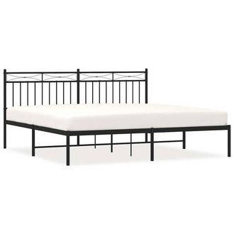 Berkfield Home Metal Bed Frame with Headboard Black 183x213 cm