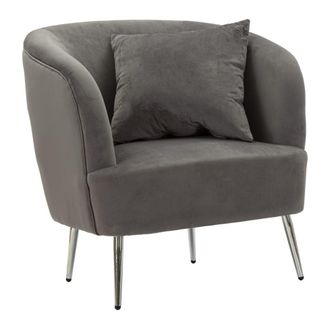 Mauro Ferretti Sill&oacute;n de metal plateado y terciopelo gris con coj&iacute;n cm 73x66x78