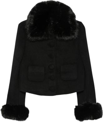 Self Portrait Faux-fur Trim Jas - Dames - Jassen - Zwart - M - Jassen