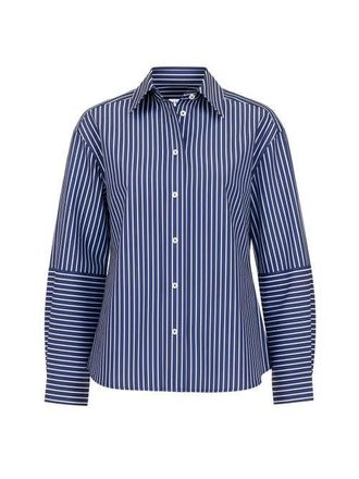 C&acirc;llas Milano Aura Lantern sleeve stripe shirt in Navy/white at Nordstrom, Size 10 It