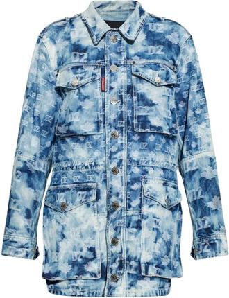 Dsquared2 Denim Jacket With Monogram - Dames - Spijkerjassen - Blauw - S - Denim - Jassen