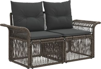 vidaXL Sof&aacute; De Jard&iacute;n 2-n&uacute;mero De Plazas Gris Rat&aacute;n Sint&eacute;tico Vidaxl