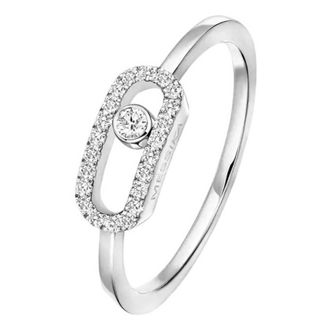 Messika Move Uno 18k White Gold Diamond Ring, Size 52