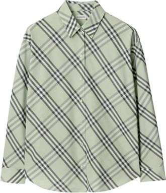 Burberry check cotton shirt - women - Cotton - 10 - Green