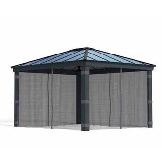 Palram Net Curtain Set for Dallas 12 x 14 Gazebo, W409cm(Gazebo Not Included) in Grey
