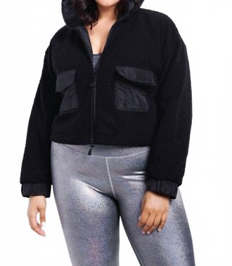 Mono B Sherpa Dreams Cropped Hooded Jacket In Black