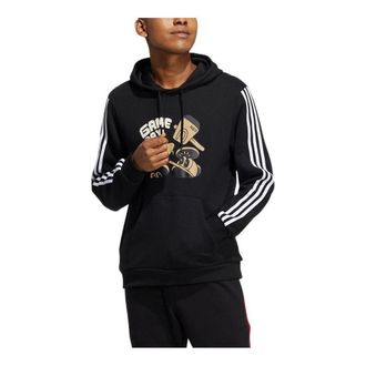 adidas Mens adidas neo Cartoon Alphabet Printing Stripe Casual Black HA2251