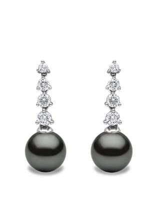 Yoko London 18K white gold tahitian pearl and diamond earrings - Silver
