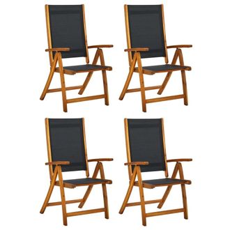 vidaXL Vidaxl - Sillas De Jard&iacute;n Plegables 4 Uds Madera Maciza Acacia Textileno