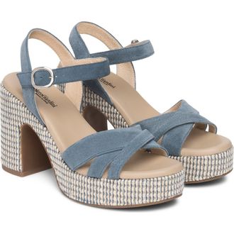 Nero Giardini Ankle Strap Platform Sandal in Denim at Nordstrom, Size 6Us