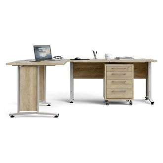 Dmora Escritorio Mirella, Escritorio Multiusos, Mesa De Oficina Para Pc, El Plan De Trabajo, 230x200 H75 Cm, Roble Y Blanco - Dmora