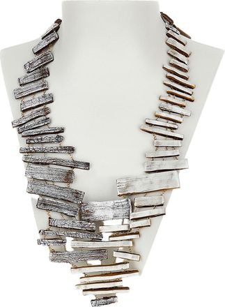 GFW Sculptural Handmade Necklace with Textured Cracked Surface
