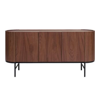 Miliboo Aparador Con 3 Puertas De Nogal Oscuro Y Metal Negro 160 Cm Skye
