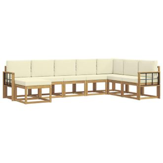 vidaXL Conjunto De Sof&aacute;s De Exterior Con Coj&iacute;n 8 Pcs Blanco Y Crema Vidaxl