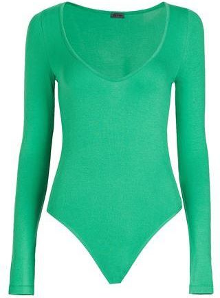 8 by YOOX VISCOSE L/SLEEVE V-NECK BRIEF BODYSUIT