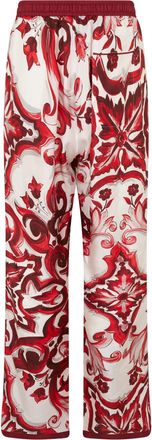 Dolce & Gabbana Mens Trousers Printed Silk Red