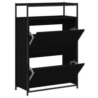 Berkfield Home Shoe Cabinet Black 75x34x112 cm Engineered Wood | Size: 75 x 34 x 112 cm