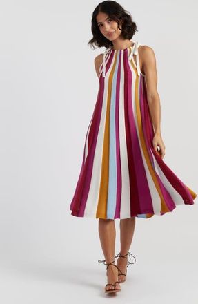 Chinti and Parker Cotton Rainbow Swing Dress in Red at Nordstrom, Size Medium