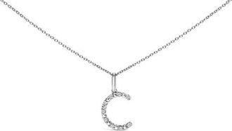 House of Brilliance Sterling Silver Diamond Accent A-Z Initial Pendant Necklace in Sterling Silver |C at Nordstrom
