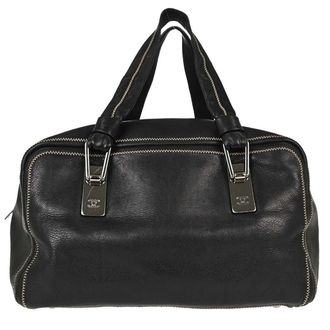 Chanel Vintage Bowler Lambskin Black Leather Handbag (Pre-Owned)