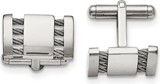 Diamond2Deal Stainless Steel Brushed and Polished with Cable Cufflinks