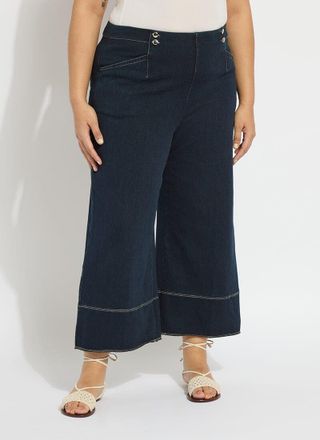 Lyssé Dion Sailor Crop Palazzo Denim (Curvy Size, 25 Inseam)