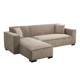 Oviala Sof&aacute; esquinero de 3 plazas con chaise longue izquierda topo l 247 cm