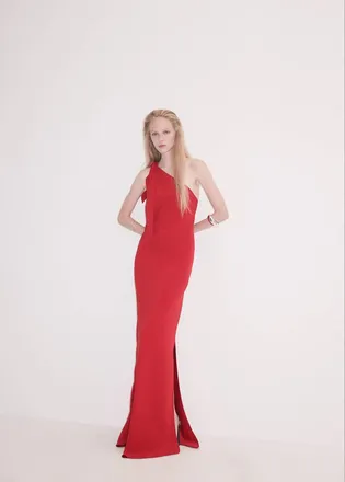 Mango Vestito collo asimmetrico dettaglio nodo rosso - Donna - S - MANGO