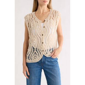 Forgotten Grace Cap Sleeve Cotton Crochet Vest in Natural at Nordstrom Rack, Size 2 X