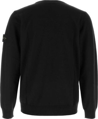 Stone Island Mens Black Wool Sweater Exterior: Virgin Maglieria