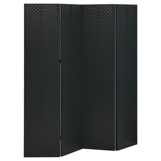 vidaXL Biombo Divisor De 4 Paneles Acero Negro 160x180 Cm Vidaxl