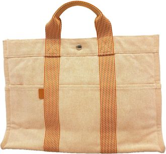 Herm&egrave;s Orange Canvas Tote Bag (Pre-Owned)