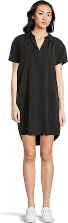 Mod-o-doc Short Sleeve Polo Dress Womens Dress Black : LG (US 12-14), Tencel