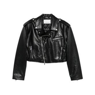 Frankie Shop Dames, Jassen, Zwart, Maat: S Leer