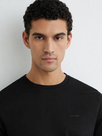 Reiss Black Cotton Logo Crew-neck T-shirt, Xxl