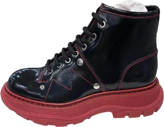 Alexander McQueen (WMNS) Alexander Mcqueen Studded Polished Leather Ankle Boots Black 595469WHQSG1169