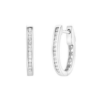 LuvMyJewelry Florisse Channel-Set Diamond Huggie Hoop Earrings in 14K Gold in 14K White Gold at Nordstrom